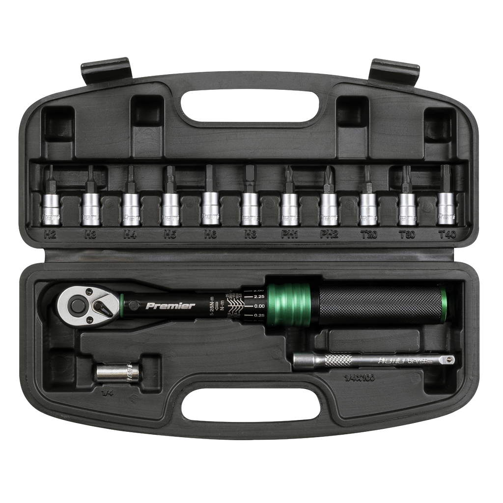 Torque Wrench Set 1/4"Sq Drive 5-25Nm 14pc STW911B