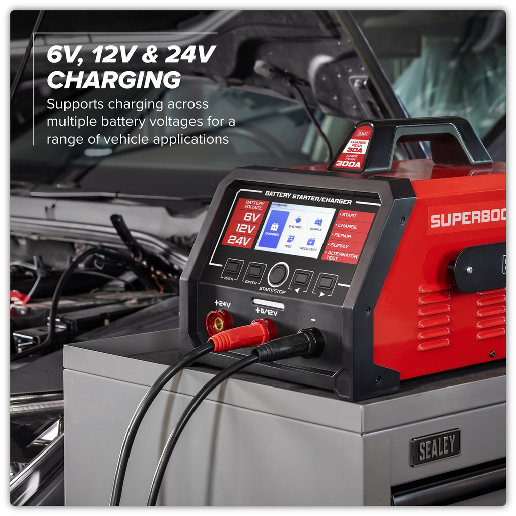 6/12/24V Battery Starter/Charger 300A/230V SUPERBOOST300E