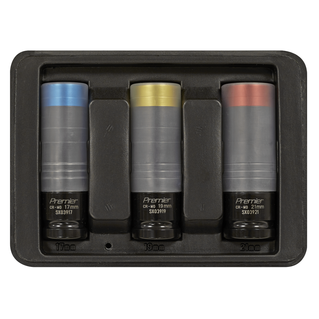 Alloy Wheel Ultra-Power Impact Socket Set 1/2"Sq Drive 3pc SX039