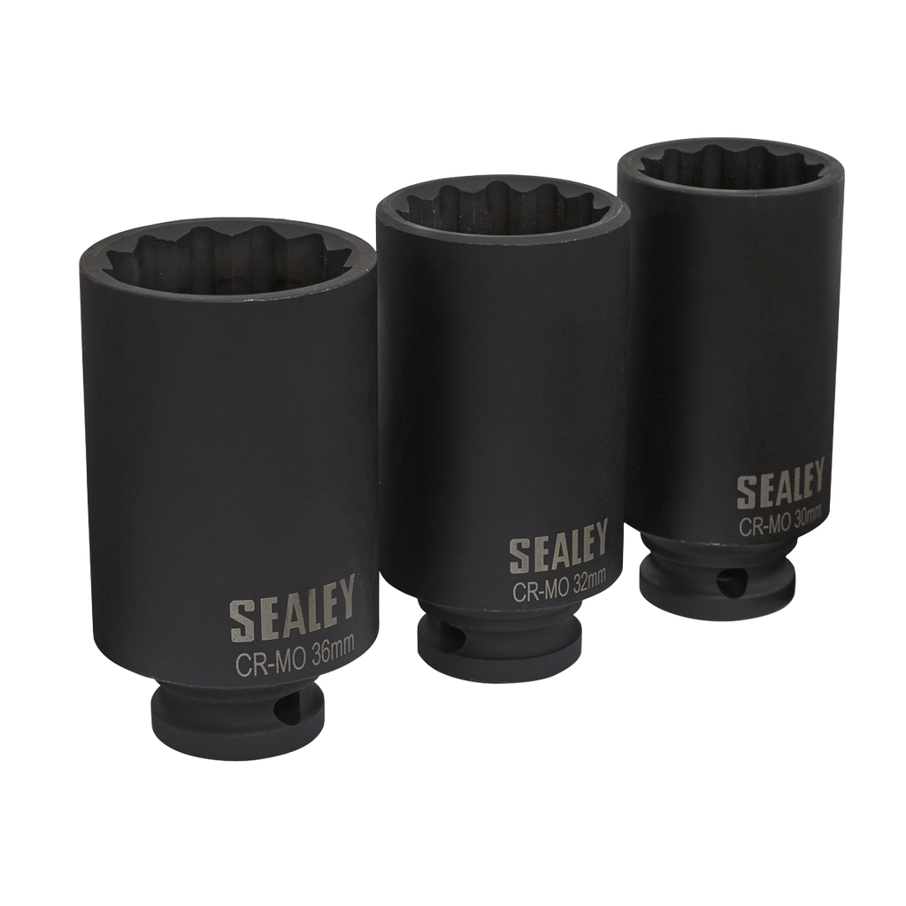 Impact Hub Nut Socket Set 1/2"Sq Drive 12-Point 3pc SX051