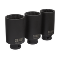 Impact Hub Nut Socket Set 1/2"Sq Drive 12-Point 3pc SX051
