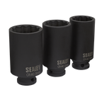 Impact Hub Nut Socket Set 1/2"Sq Drive 12-Point 3pc SX051