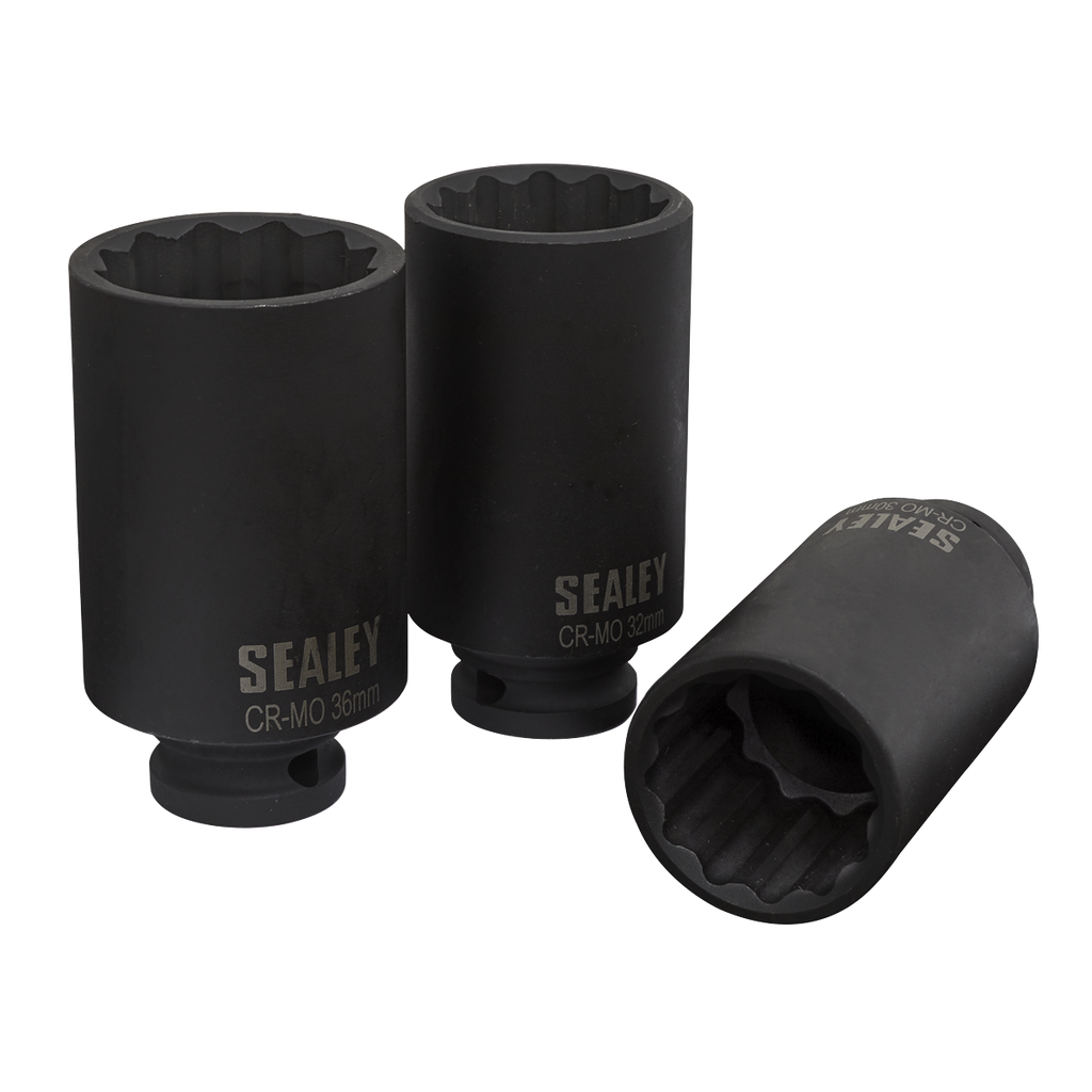 Impact Hub Nut Socket Set 1/2"Sq Drive 12-Point 3pc SX051
