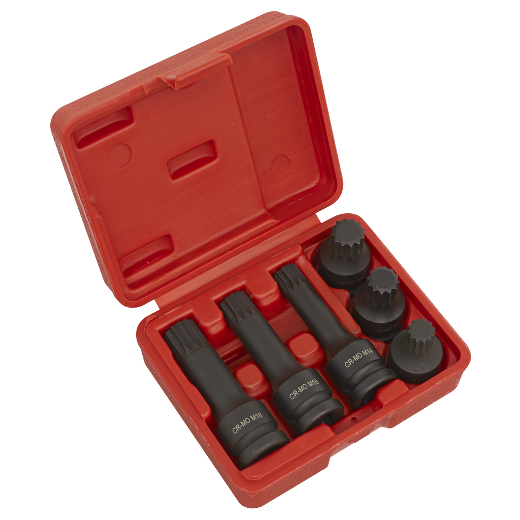 Impact Spline Socket Bit Set 1/2"Sq Drive 6pc SX052
