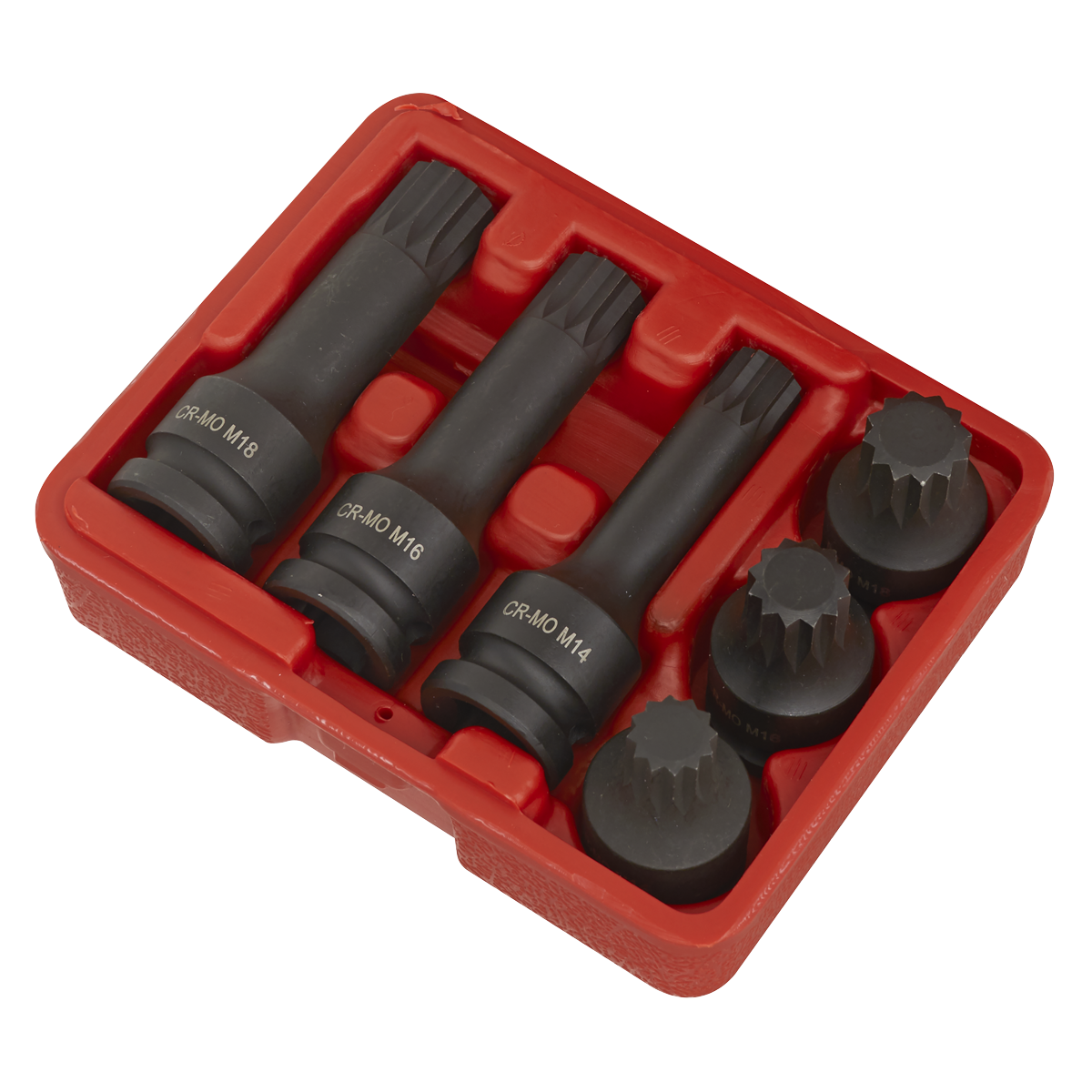 Impact Spline Socket Bit Set 1/2"Sq Drive 6pc SX052