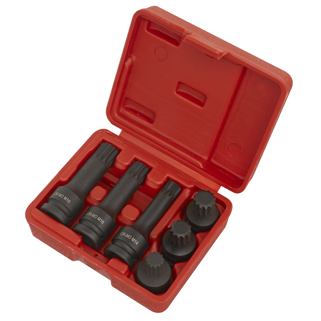 Impact Spline Socket Bit Set 1/2"Sq Drive 6pc SX052