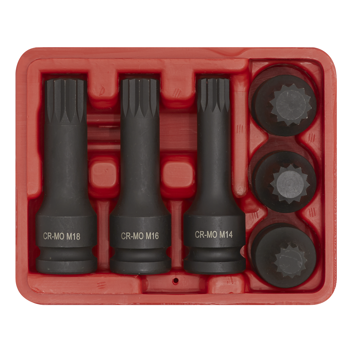 Impact Spline Socket Bit Set 1/2"Sq Drive 6pc SX052