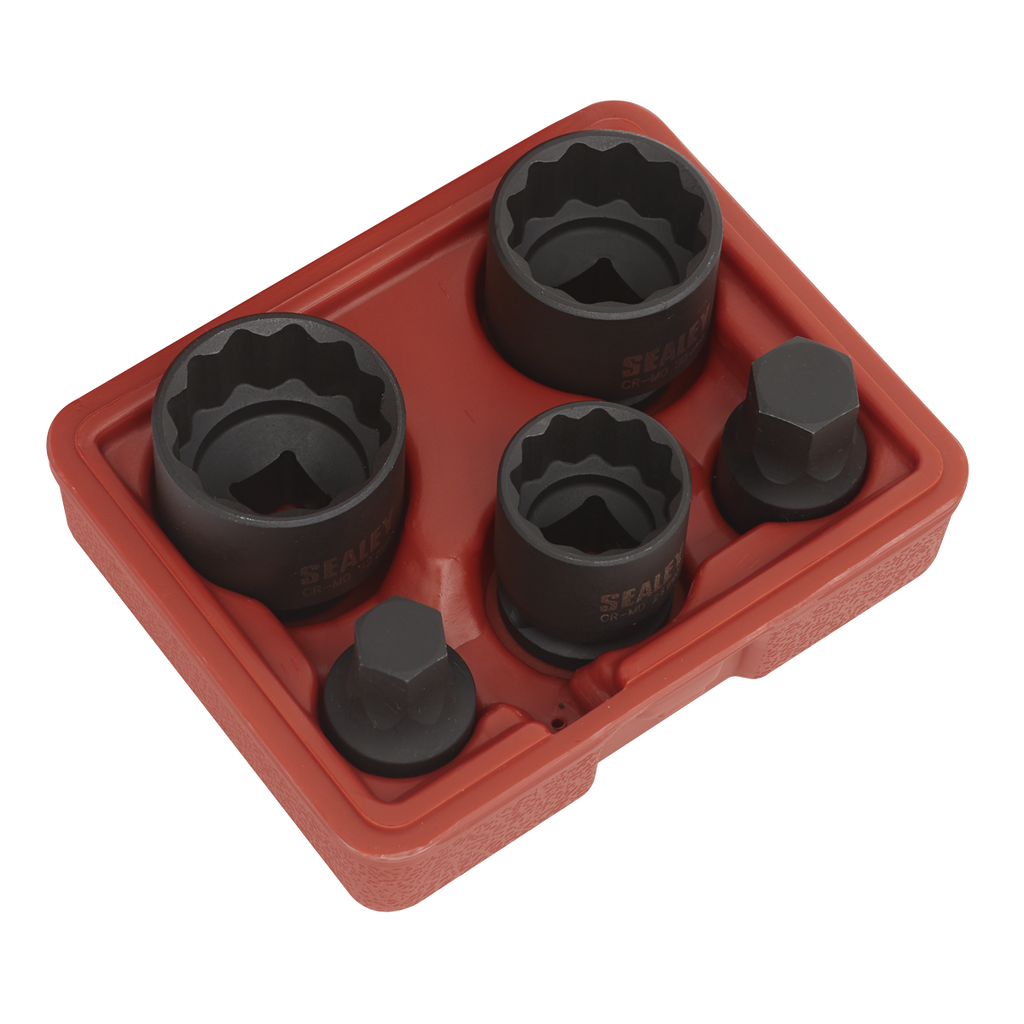 Impact Hub Socket & Socket Bit Set 1/2"Sq Drive 12-Point 5pc SX053