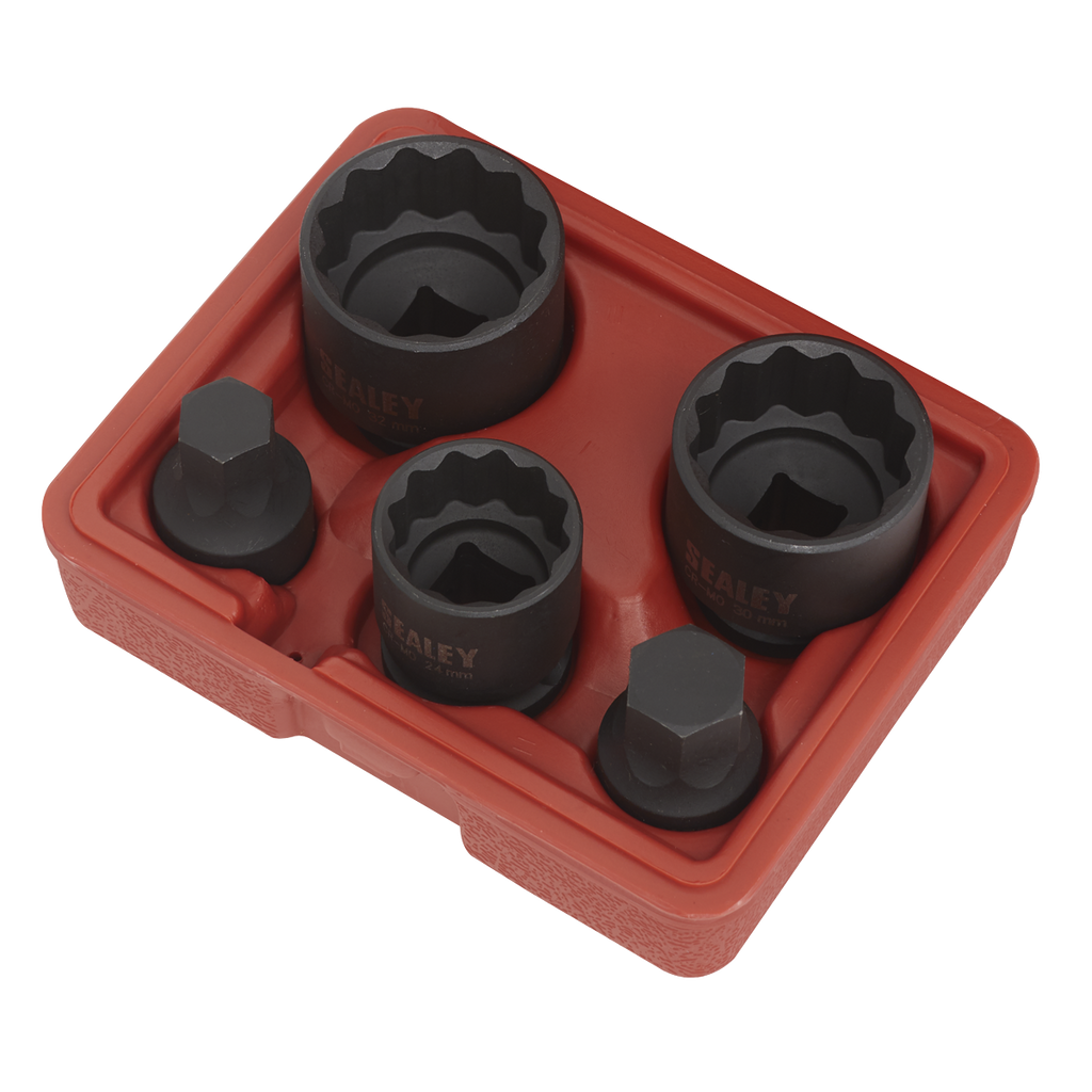 Impact Hub Socket & Socket Bit Set 1/2"Sq Drive 12-Point 5pc SX053