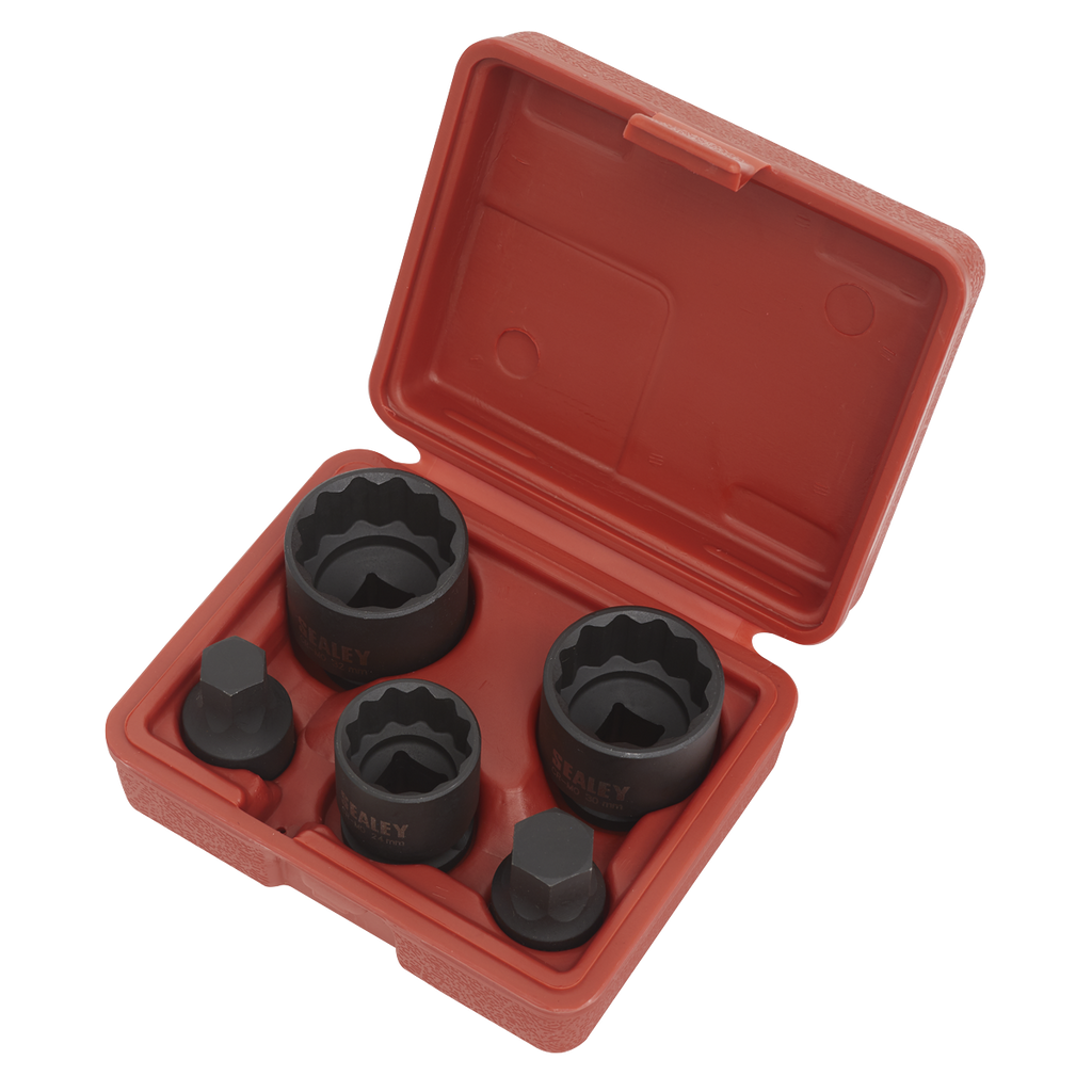 Impact Hub Socket & Socket Bit Set 1/2"Sq Drive 12-Point 5pc SX053