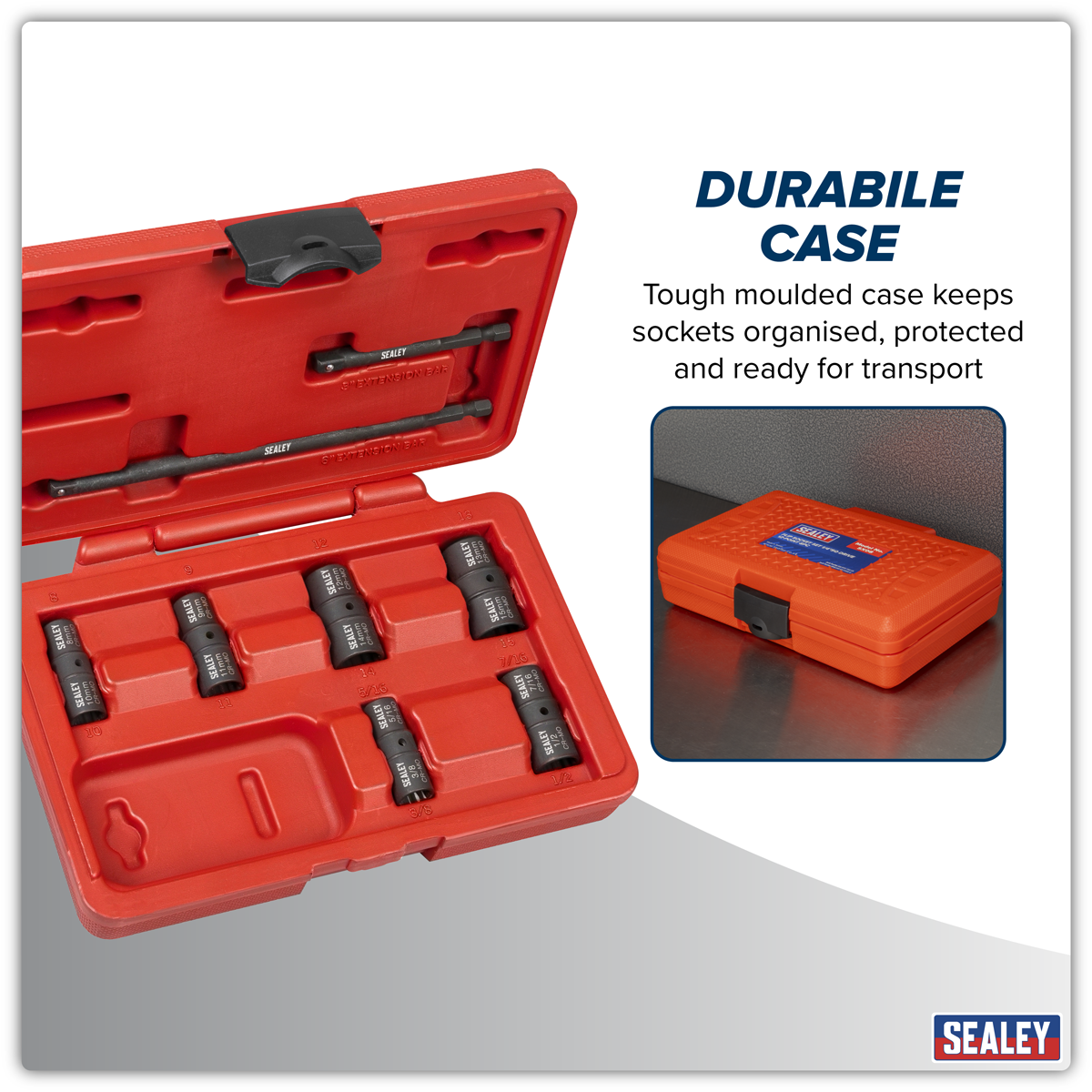 Flip Socket Set 1/4"Sq Drive 12-Point 8pc SX08