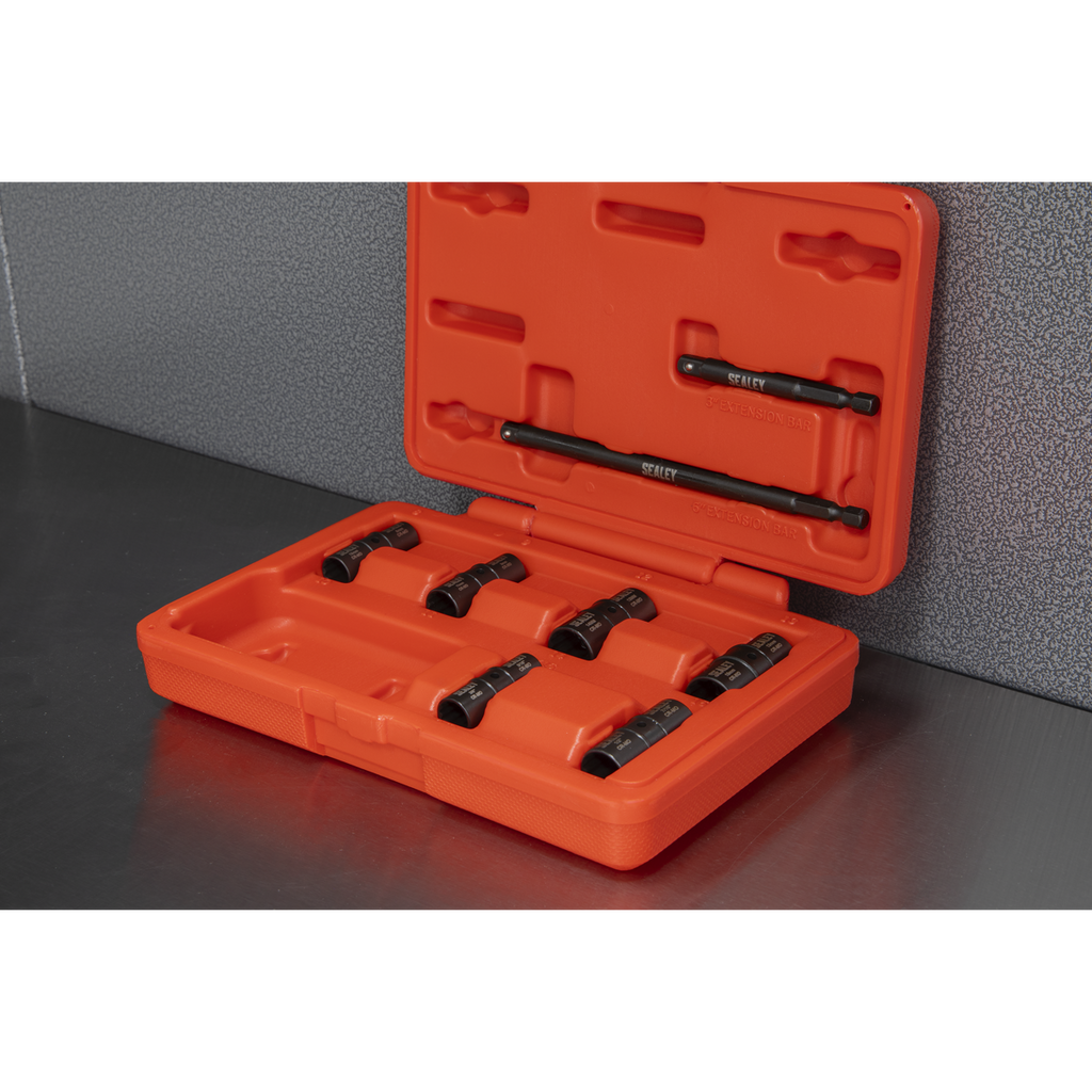 Flip Socket Set 1/4"Sq Drive 12-Point 8pc SX08
