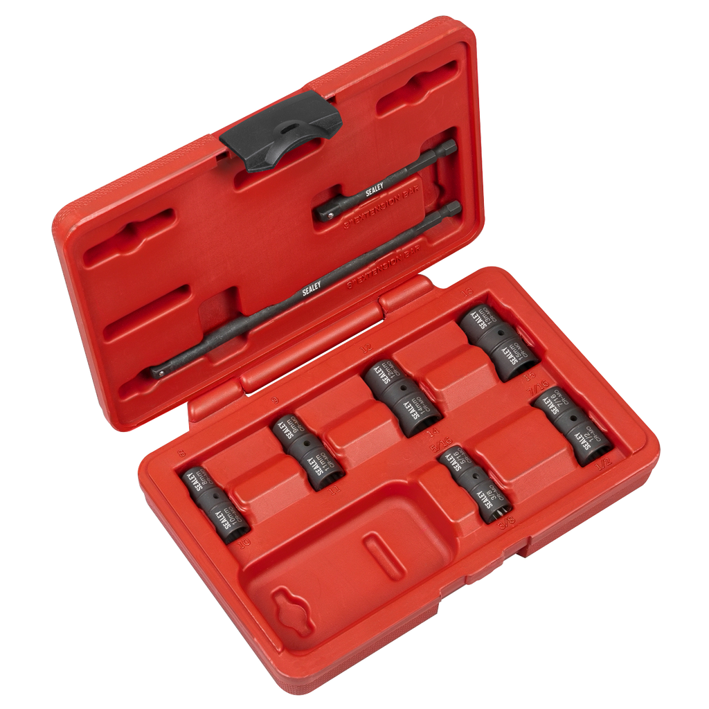 Flip Socket Set 1/4"Sq Drive 12-point 8pc SX08