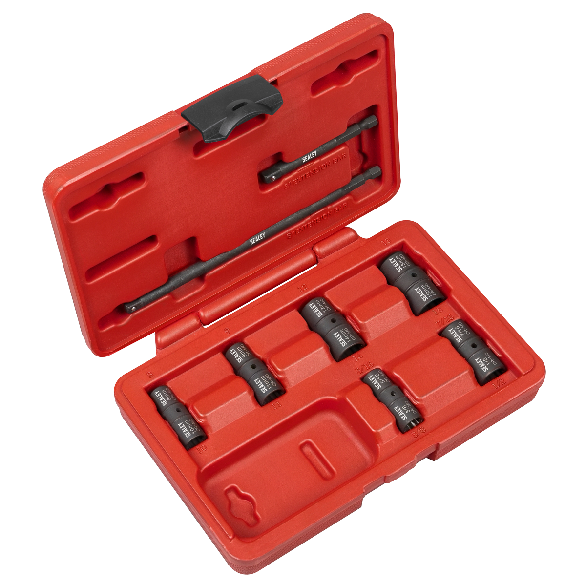 Flip Socket Set 1/4"Sq Drive 12-point 8pc SX08