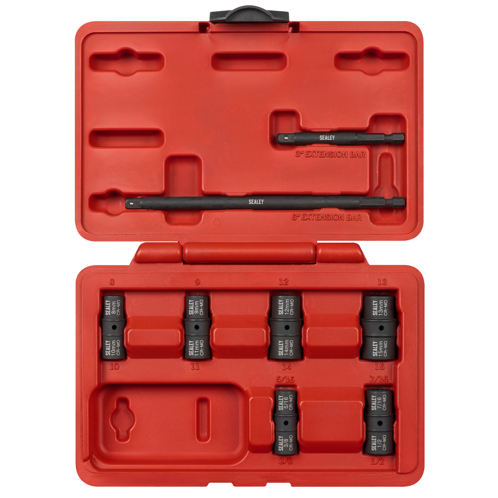 Flip Socket Set 1/4"Sq Drive 12-point 8pc SX08
