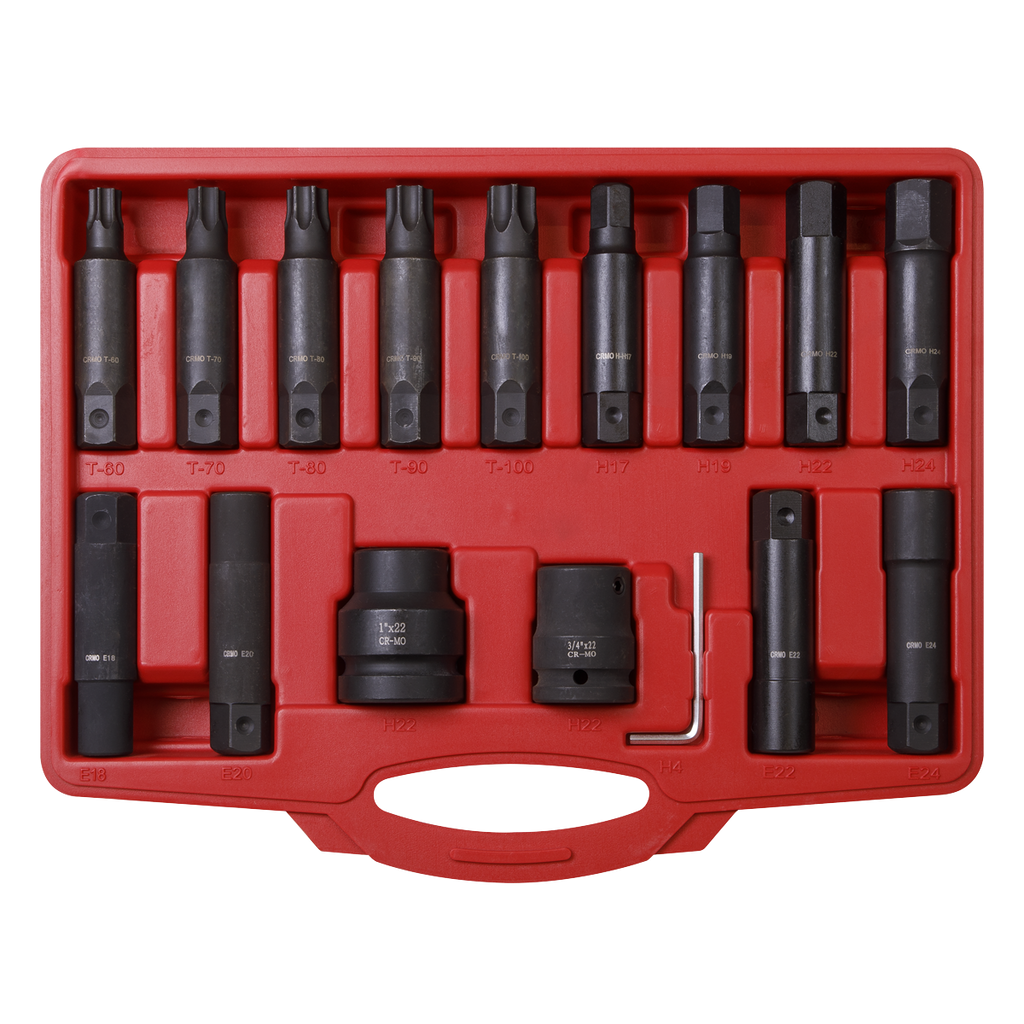 Impact Hex, TRX-Star* & TRX-Star* Female Socket Bit Set 3/4" & 1"Sq Drive 16pc SX098