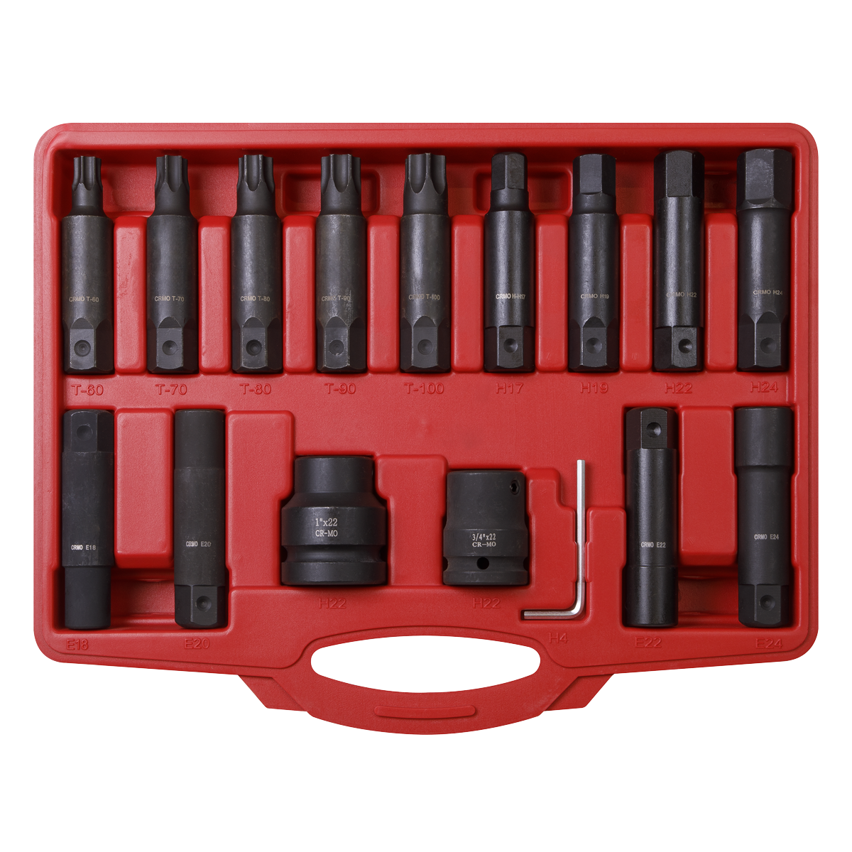 Impact Hex, TRX-Star* & TRX-Star* Female Socket Bit Set 3/4" & 1"Sq Drive 16pc SX098