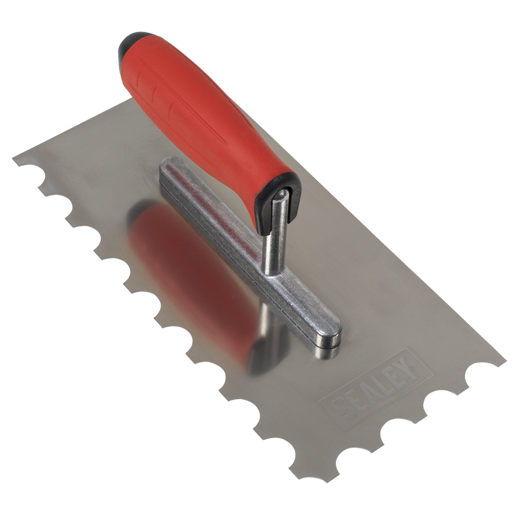Stainless Steel Semicircle Tooth Trowel with Rubber Handle & Aluminium Foot 270mm T6701