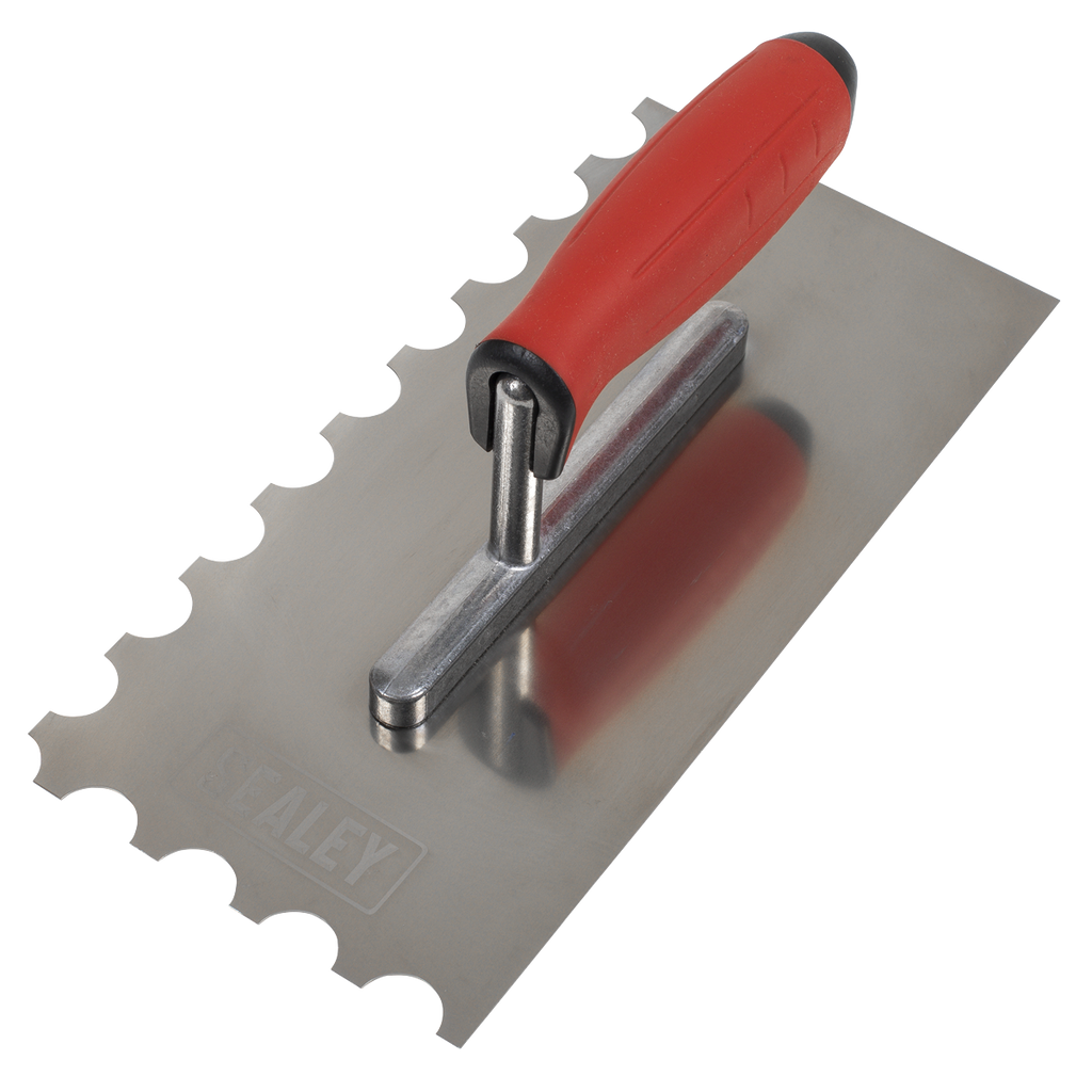Stainless Steel Semicircle Tooth Trowel with Rubber Handle & Aluminium Foot 270mm T6701