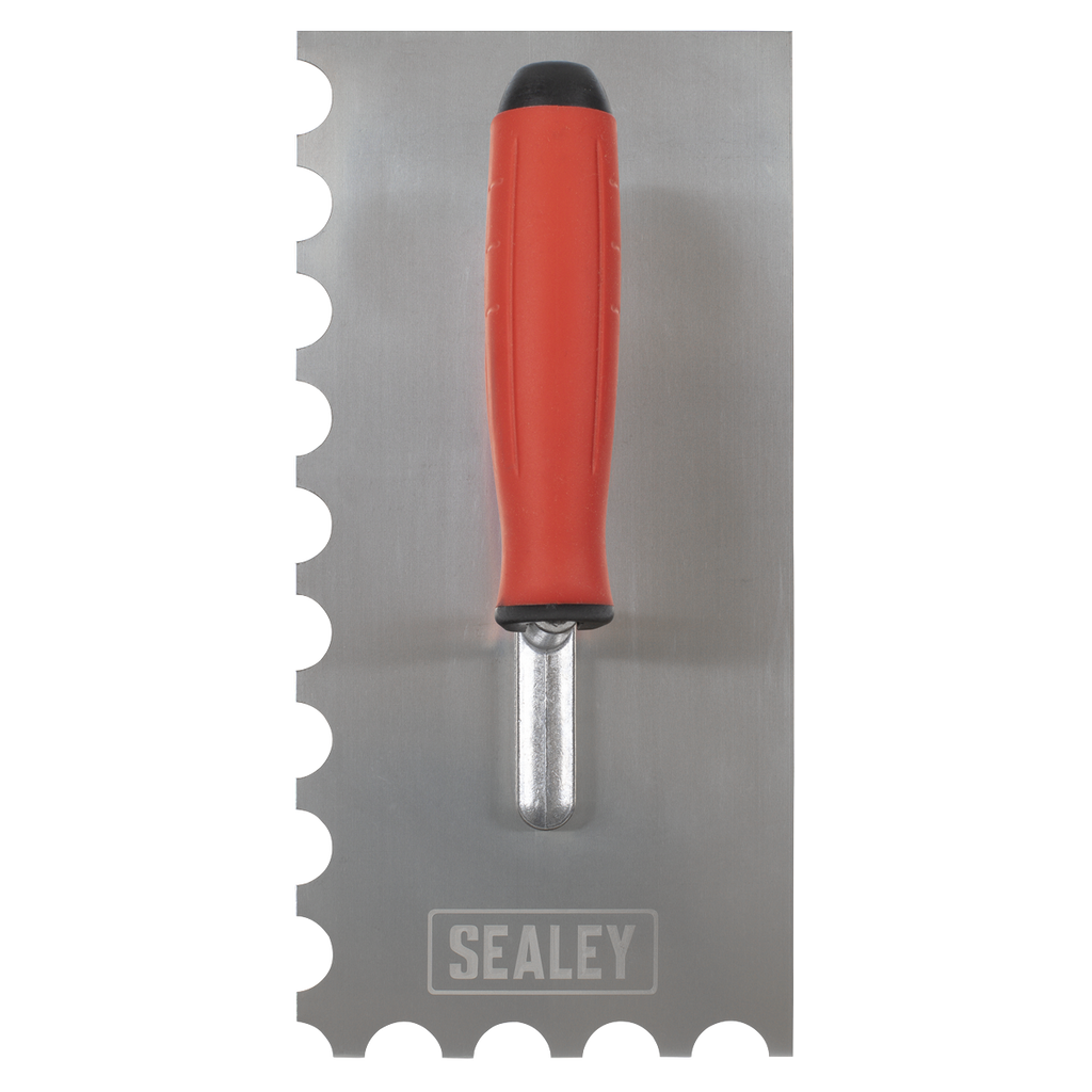 Stainless Steel Semicircle Tooth Trowel with Rubber Handle & Aluminium Foot 270mm T6701