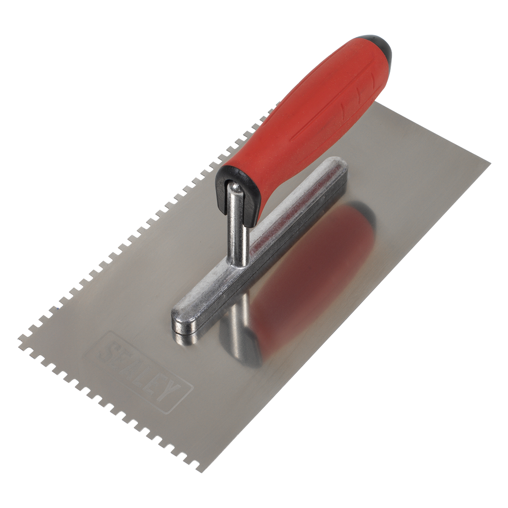 Stainless Steel 4mm Notched Trowel with Rubber Handle 270mm T7804