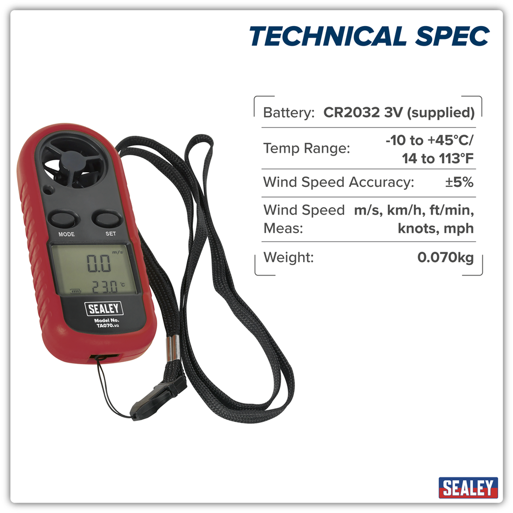Digital Anemometer with Beaufort Scale TA070