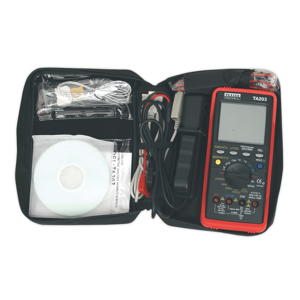 15-Function Digital Automotive Multimeter with Bar Graph/PC Link TA203