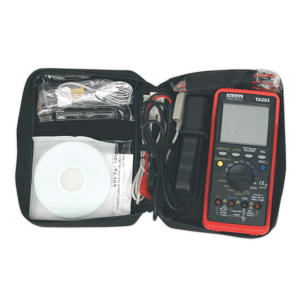 15-Function Digital Automotive Multimeter with Bar Graph/PC Link TA203