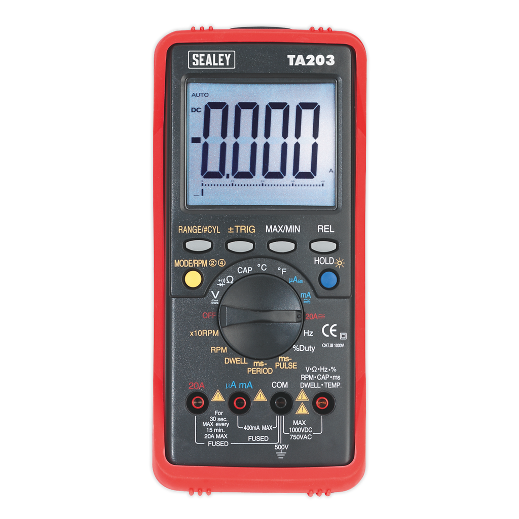 15-Function Digital Automotive Multimeter with Bar Graph/PC Link TA203