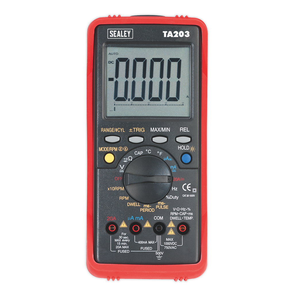 15-Function Digital Automotive Multimeter with Bar Graph/PC Link TA203