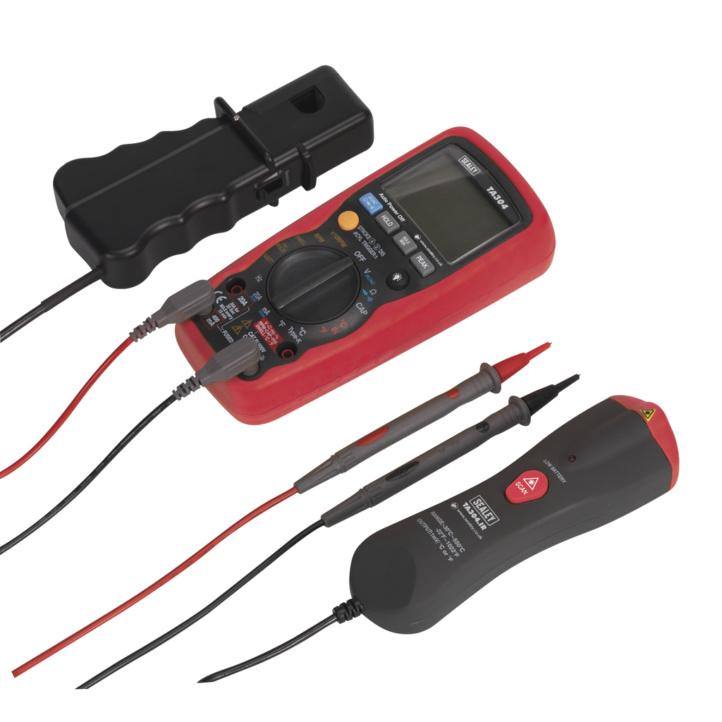 15-Function Digital Automotive Multimeter with Inductive Coupler/Infrared Temperature Probe TA304