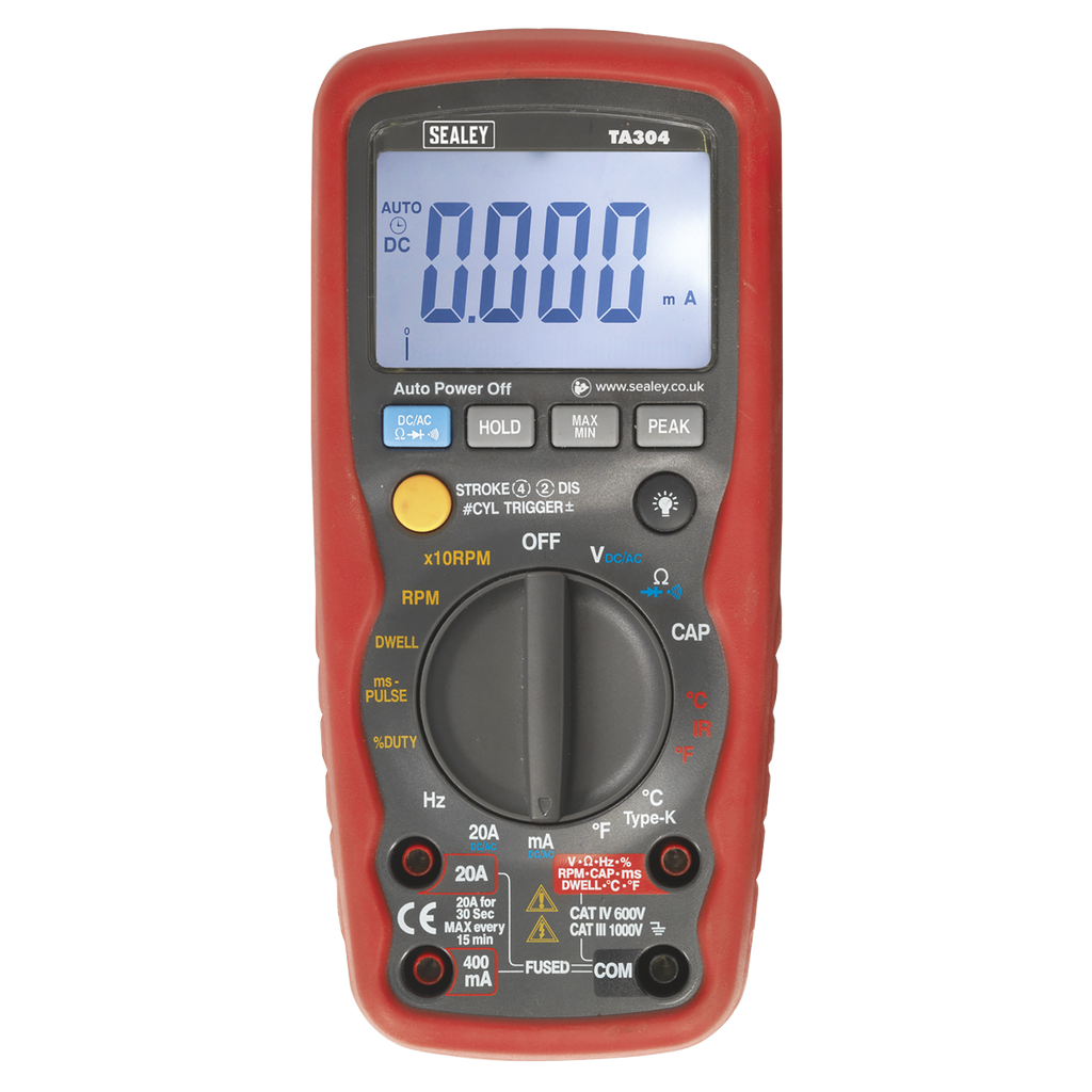 15-Function Digital Automotive Multimeter with Inductive Coupler/Infrared Temperature Probe TA304