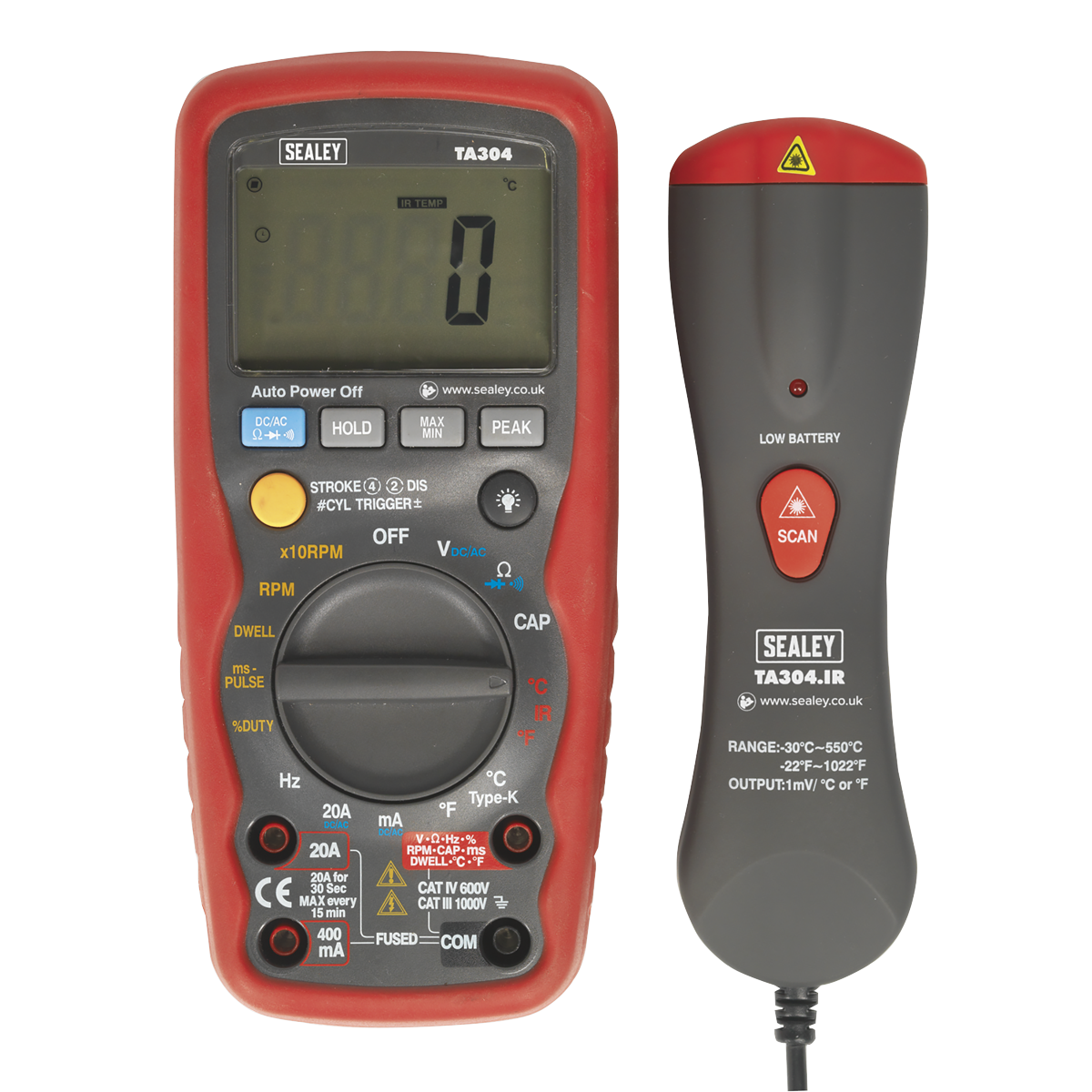 15-Function Digital Automotive Multimeter with Inductive Coupler/Infrared Temperature Probe TA304