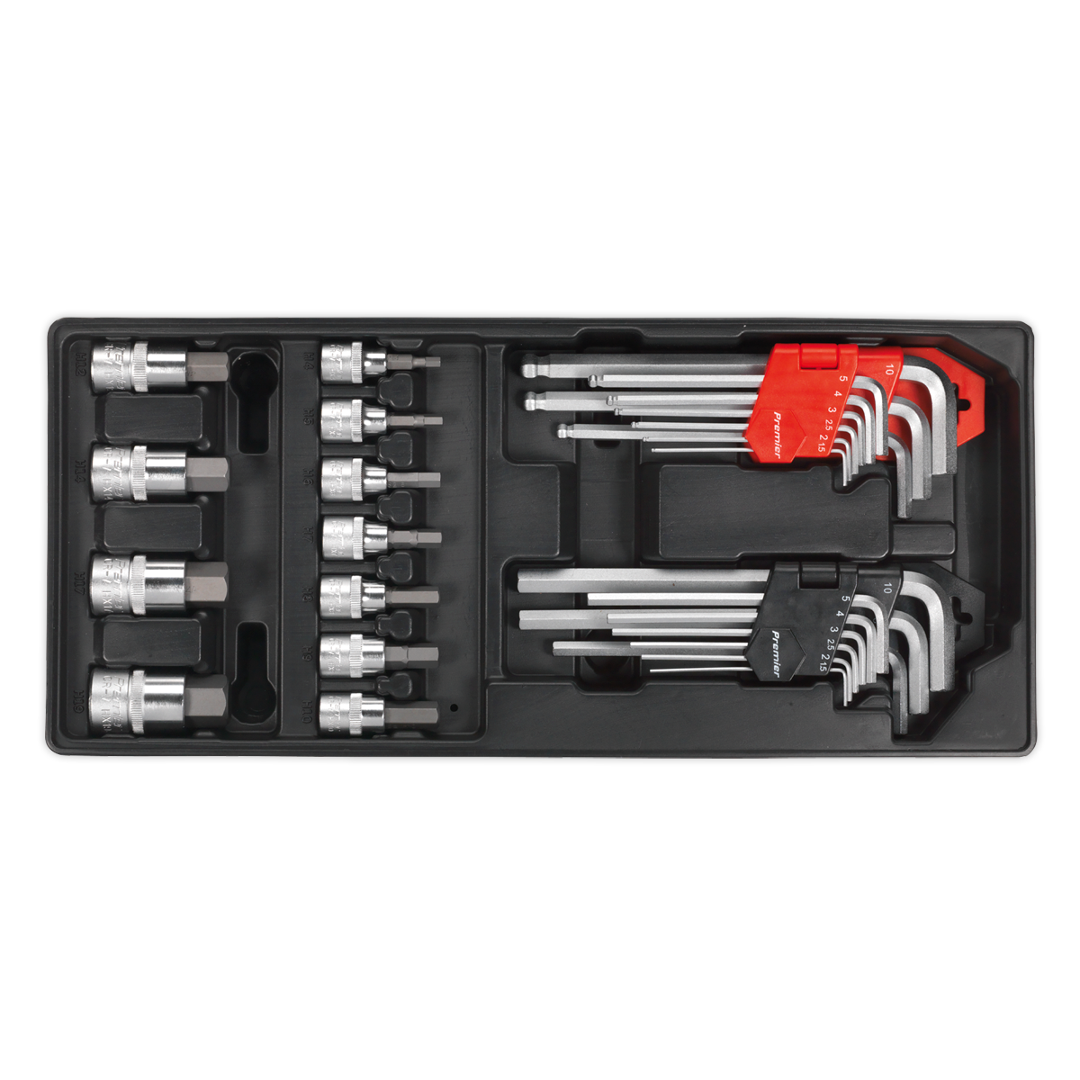 Hex/Ball-End Hex Key & Socket Bit Set with Tool Tray 29pc TBT07