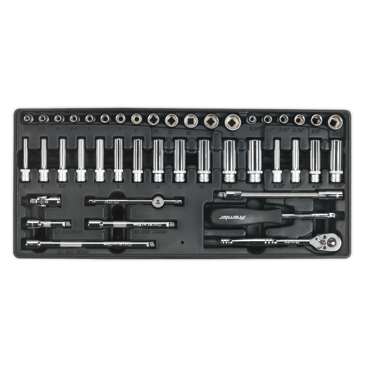 Socket Set with Tool Tray 1/4"Sq Drive 43pc TBT19