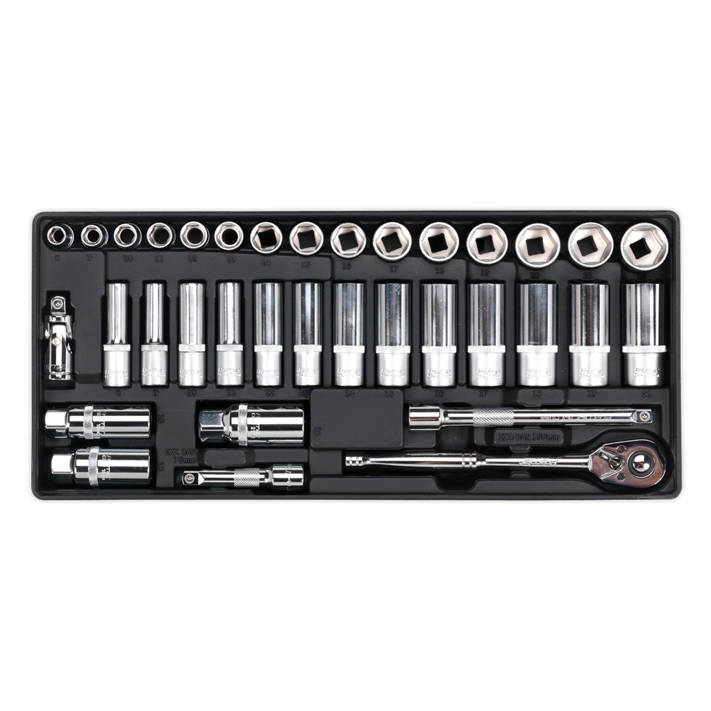Socket Set with Tool Tray 3/8"Sq Drive 35pc TBT20