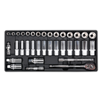 Socket Set with Tool Tray 3/8"Sq Drive 35pc TBT20