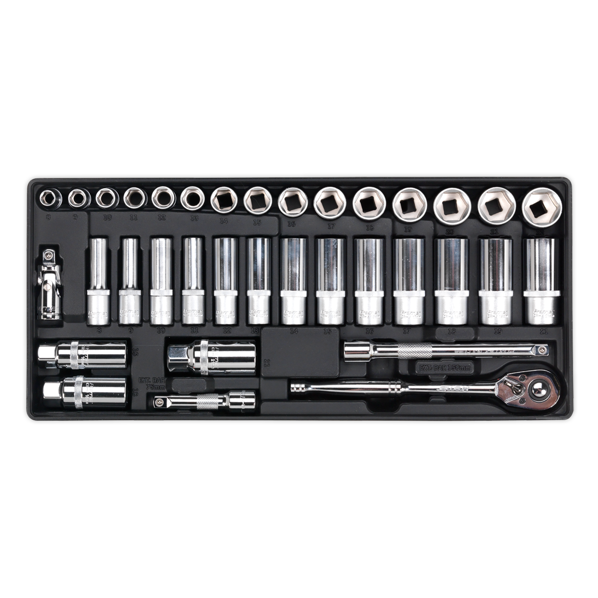 Socket Set with Tool Tray 3/8"Sq Drive 35pc TBT20