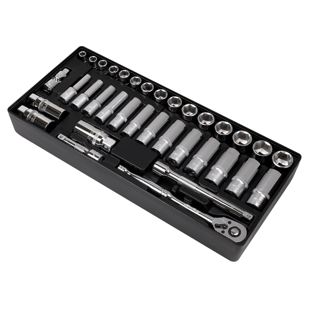 Socket Set with Tool Tray 3/8"Sq Drive 35pc TBT20