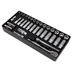 Socket Set with Tool Tray 3/8"Sq Drive 35pc TBT20