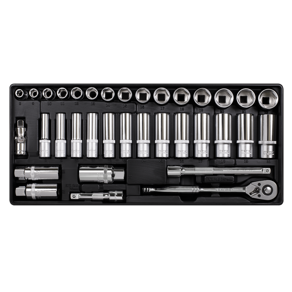 Socket Set with Tool Tray 3/8"Sq Drive 35pc TBT20