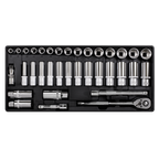 Socket Set with Tool Tray 3/8"Sq Drive 35pc TBT20