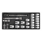 Socket Set with Tool Tray 1/2"Sq Drive 26pc TBT21