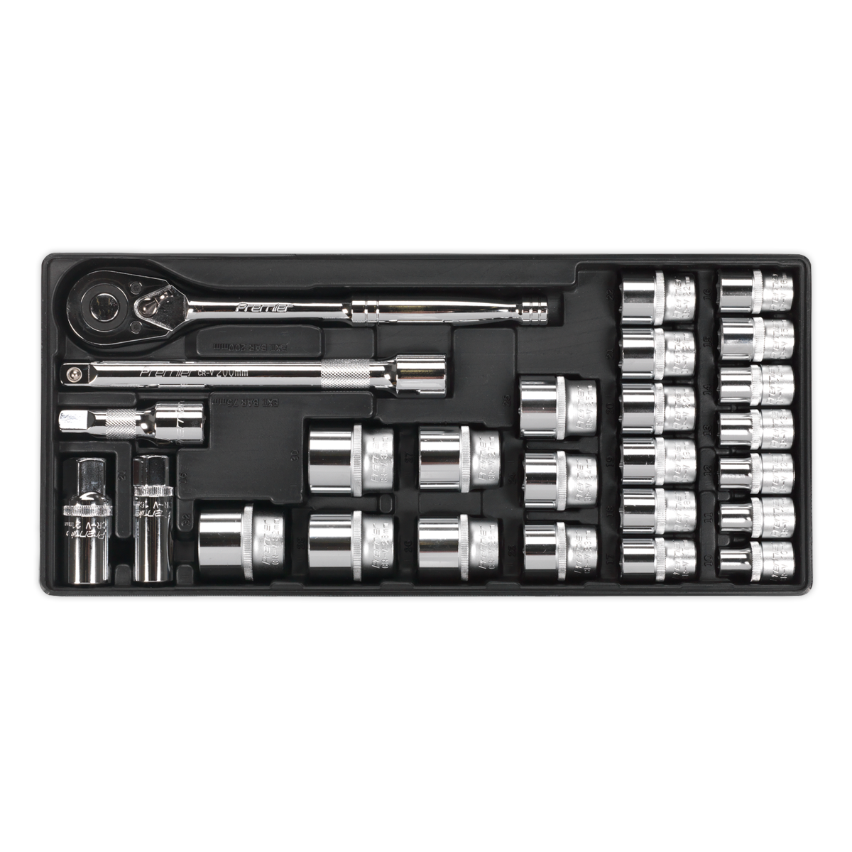 Socket Set with Tool Tray 1/2"Sq Drive 26pc TBT21