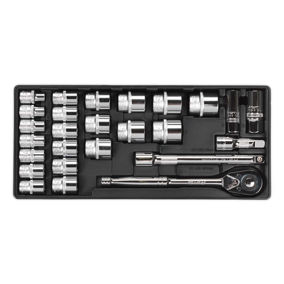 Socket Set with Tool Tray 1/2"Sq Drive 26pc TBT21