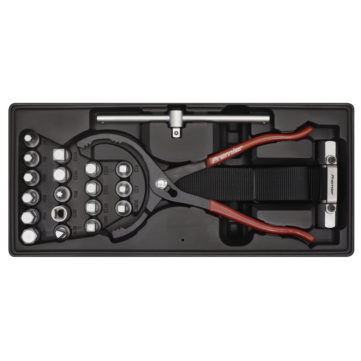 Oil Filter Wrench, Pliers & Drain Key Set with Tool Tray 21pc TBT28