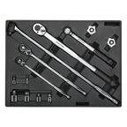Ratchet, Torque Wrench, Breaker Bar & Socket Adaptor Set with Tool Tray 13pc TBT32