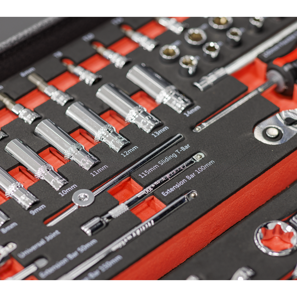 Socket Set with Tool Tray 1/4"Sq Drive 44pc TBT40