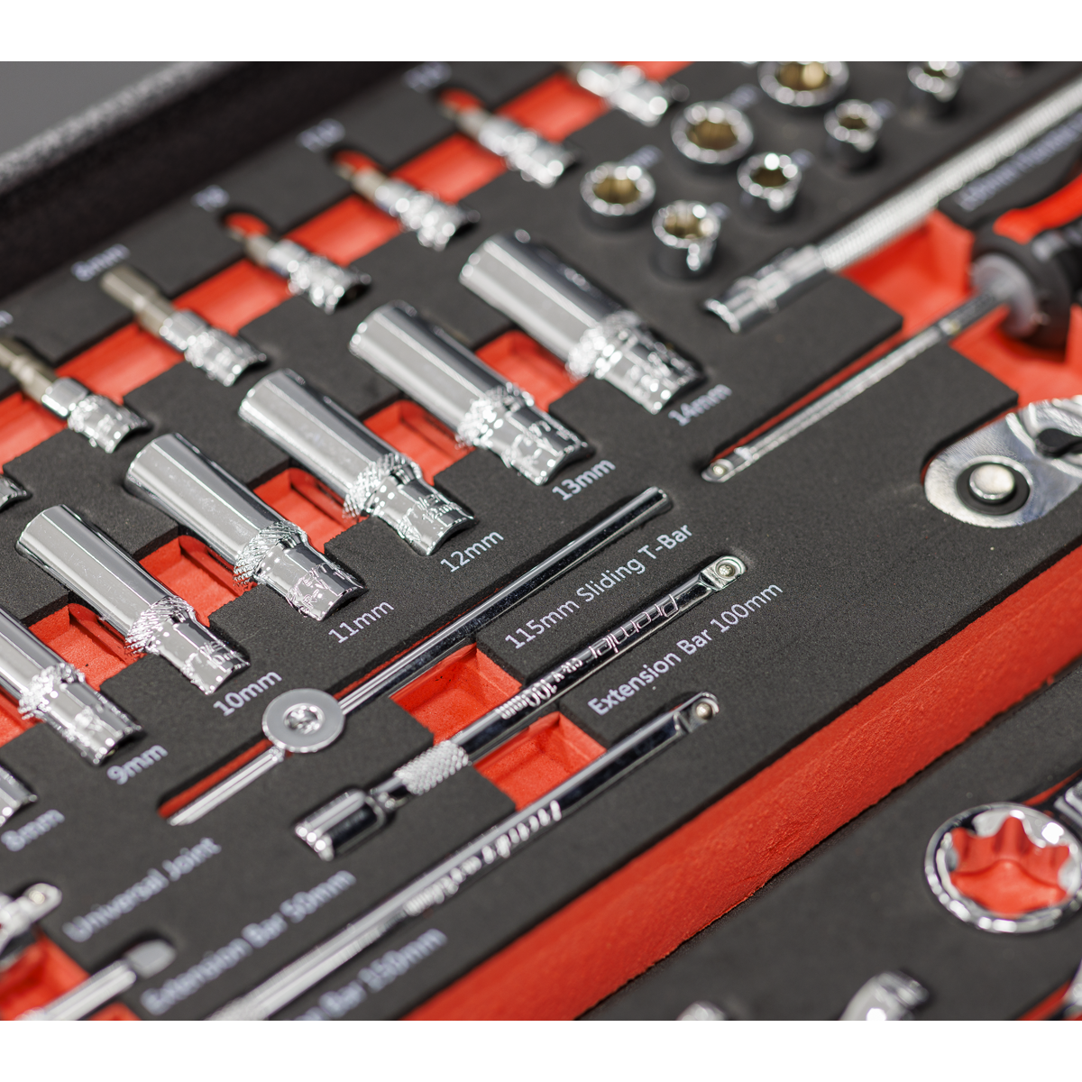 Socket Set with Tool Tray 1/4"Sq Drive 44pc TBT40