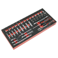 Socket Set with Tool Tray 1/4"Sq Drive 44pc TBT40